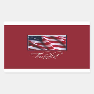 Pegatina Rectangular Bandera patriótica estadounidense gracias al rojo