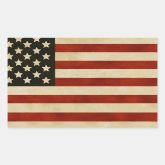 Pegatina Rectangular Bandera patriótica estadounidense y rusa
