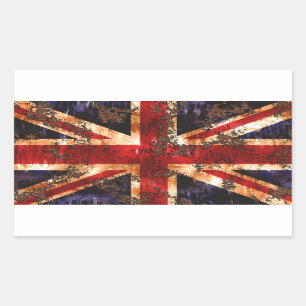 Pegatina Rectangular Bandera Patriótica Oxidada del Reino Unido