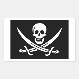 Pegatina Rectangular Bandera pirata