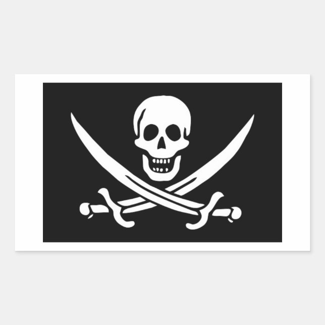 Pegatina Rectangular Bandera pirata (Anverso)