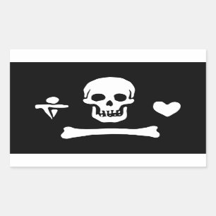 Pegatina Rectangular Bandera pirata Stede Bonnet Jolly Roger
