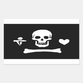 Pegatina Rectangular Bandera pirata Stede Bonnet Jolly Roger