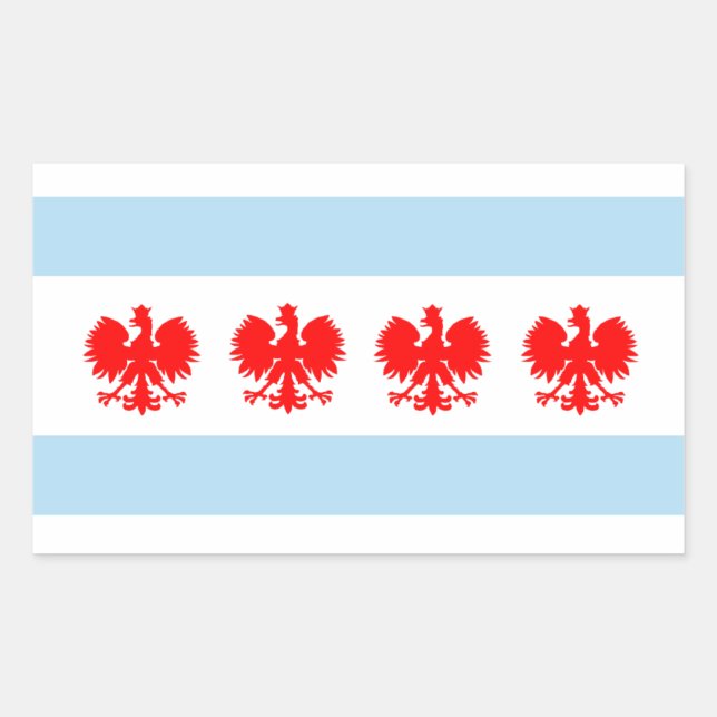 Pegatina Rectangular Bandera polaca de Chicago (Anverso)
