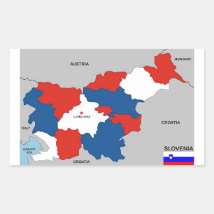 Pegatina Rectangular bandera política del mapa del país de Eslovenia