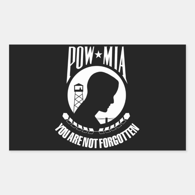 Pegatina Rectangular Bandera POW MIA (Anverso)
