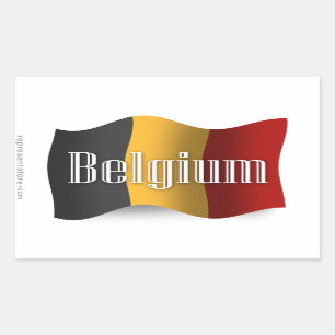 Pegatina Rectangular Bandera que agita de Bélgica