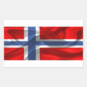 Pegatina Rectangular Bandera que agita noruega