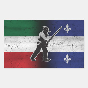 Pegatina Rectangular Bandera Quebec y Patriota Henri Julien erosionado
