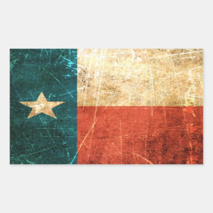 Pegatina Rectangular Bandera rascada y llevada de Tejas