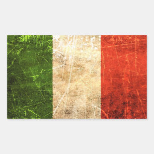Pegatina Rectangular Bandera rasguñada y llevada del italiano del