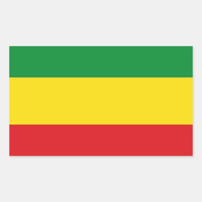 Pegatina Rectangular Bandera Rastafari Etíope Rasta (Anverso)