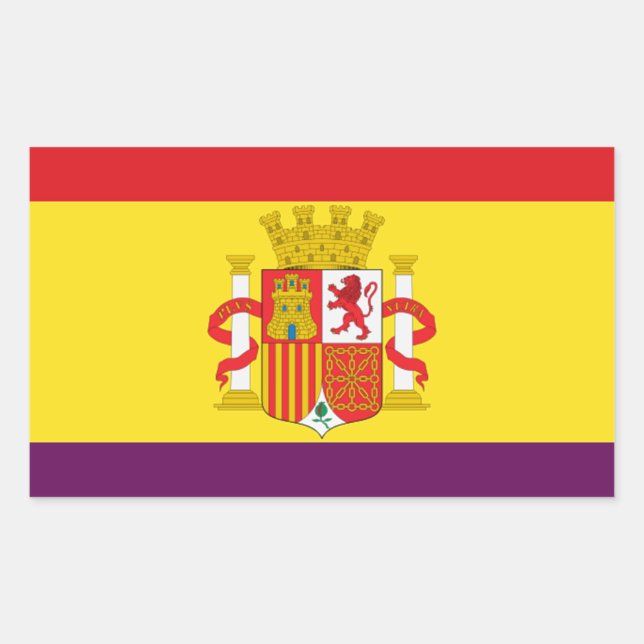 Pegatina Rectangular Bandera republicana española - Bandera República E (Anverso)