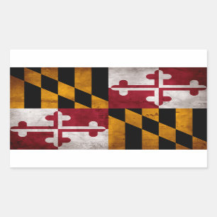Pegatina Rectangular Bandera resistida del estado de Maryland del