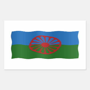 Pegatina Rectangular Bandera romaní