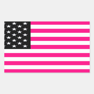 Pegatina Rectangular bandera rosa estadounidense