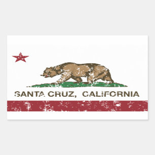 Pegatina Rectangular Bandera Santa Cruz del estado de California
