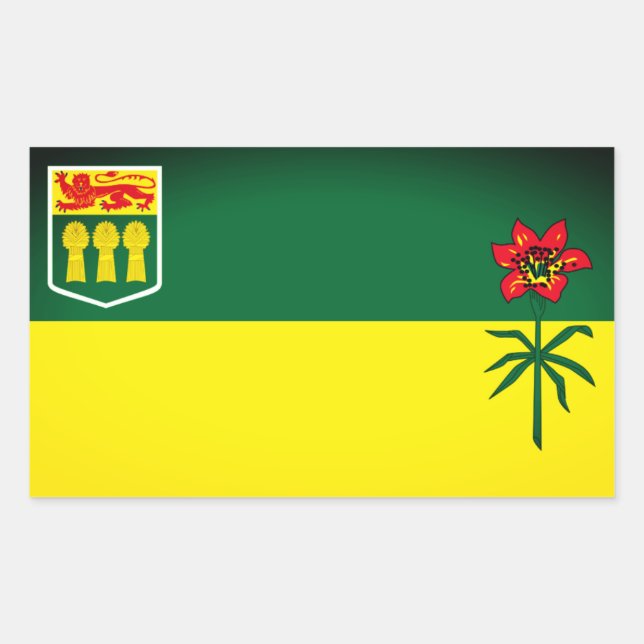 Pegatina Rectangular Bandera Saskatchewan (CANADÁ) (Anverso)