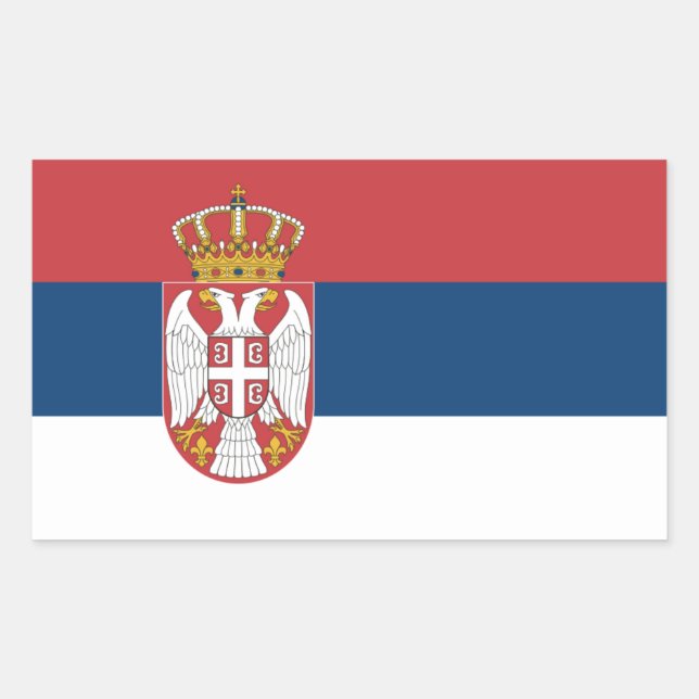 Pegatina Rectangular Bandera serbia, bandera de Serbia (Anverso)