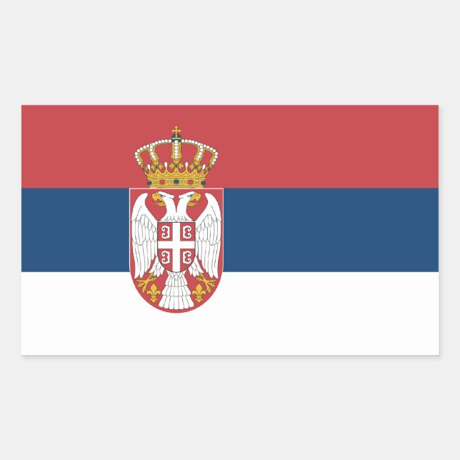 Pegatina Rectangular Bandera Serbia/Serbia (Anverso)