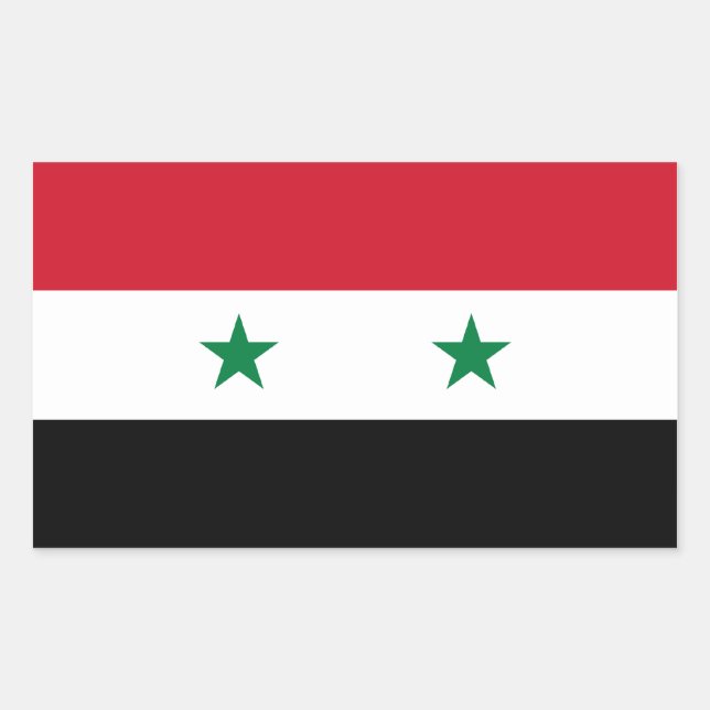 Pegatina Rectangular Bandera Siria/Siria (Anverso)