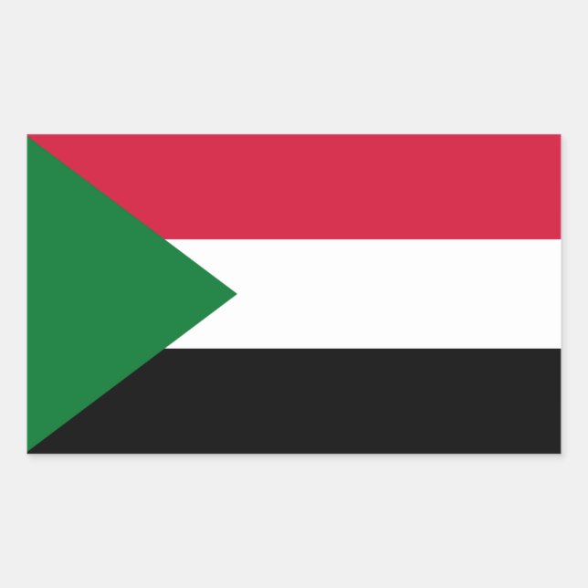 Pegatina Rectangular Bandera sudanesa, bandera de Sudán (Anverso)