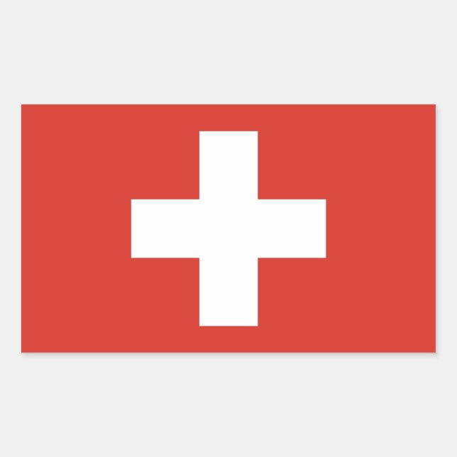 Pegatina Rectangular Bandera Suiza (Anverso)