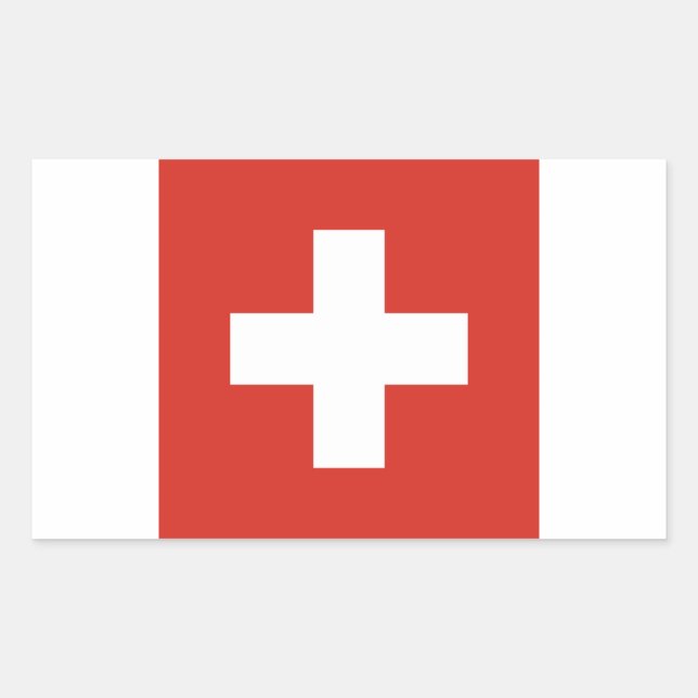 Pegatina Rectangular Bandera Suiza (Anverso)