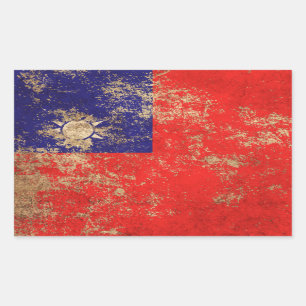 Pegatina Rectangular Bandera taiwanesa de edad avanzada