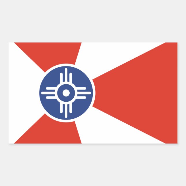 Pegatina Rectangular Bandera TIC de Wichita Kansas (Anverso)