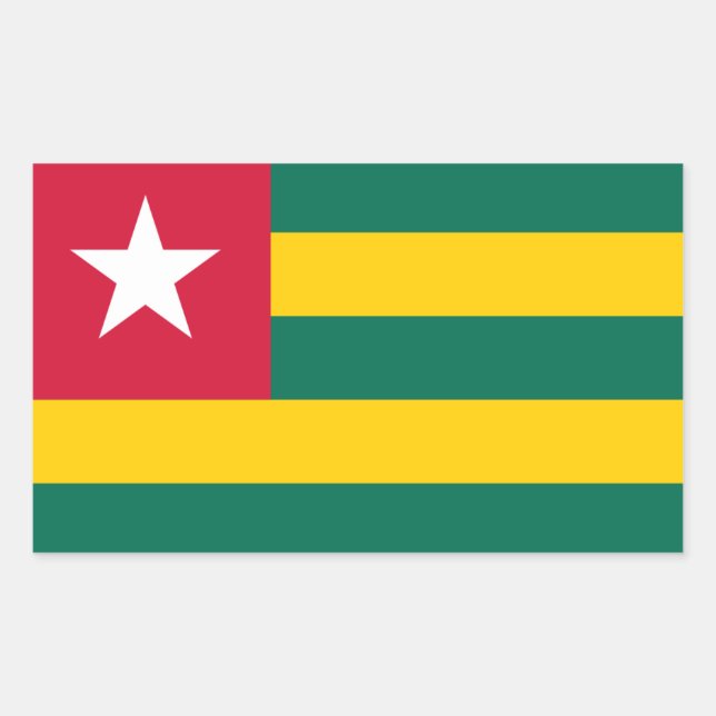 Pegatina Rectangular Bandera togolesa, bandera de Togo (Anverso)
