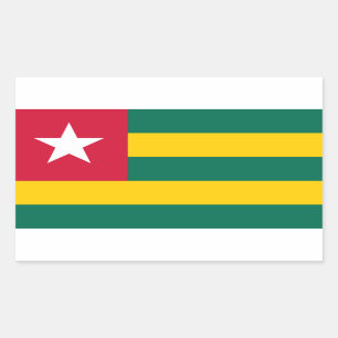 Pegatina Rectangular Bandera togolesa, bandera de Togo