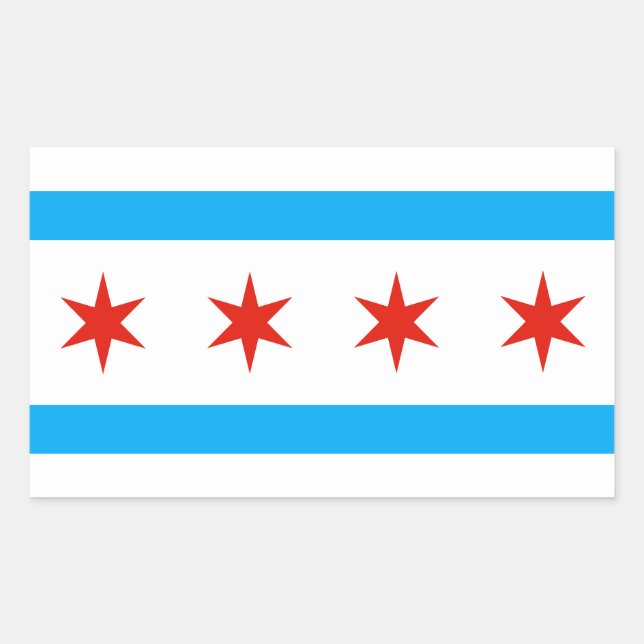 Pegatina Rectangular Bandera tradicional de Chicago (Anverso)