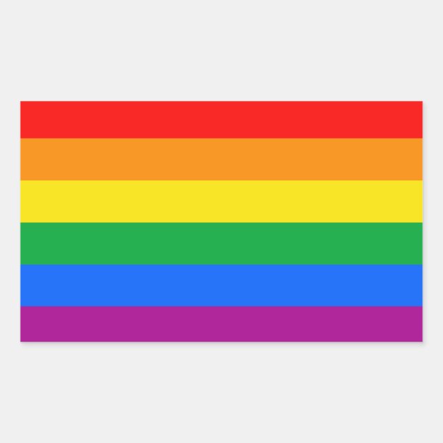 Pegatina Rectangular Bandera tradicional del Orgullo Gay (Anverso)