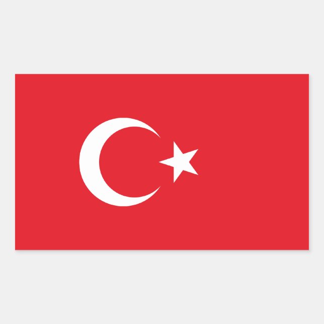 Pegatina Rectangular Bandera turca/turca (Anverso)