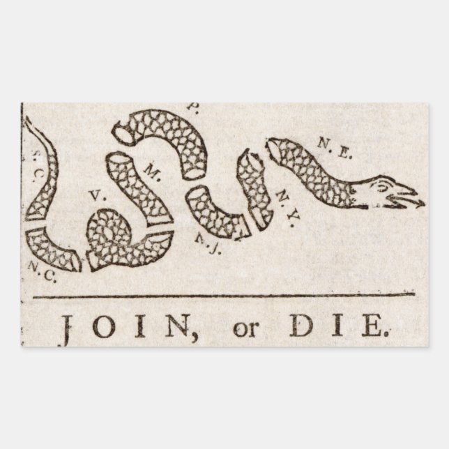 Pegatina Rectangular Bandera Unirse o morir (Anverso)