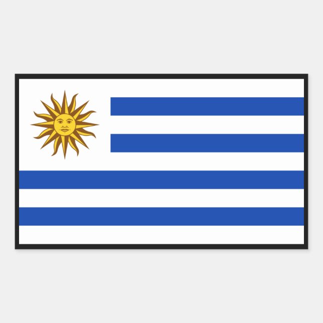 Pegatina Rectangular Bandera uruguaya, bandera de Uruguay (Anverso)