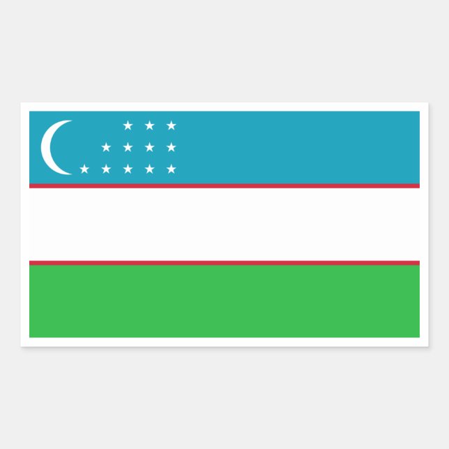 Pegatina Rectangular Bandera uzbeka, bandera de Uzbekistán (Anverso)