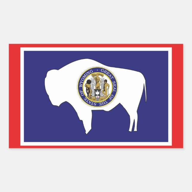 Pegatina Rectangular Bandera Wyoming (Anverso)