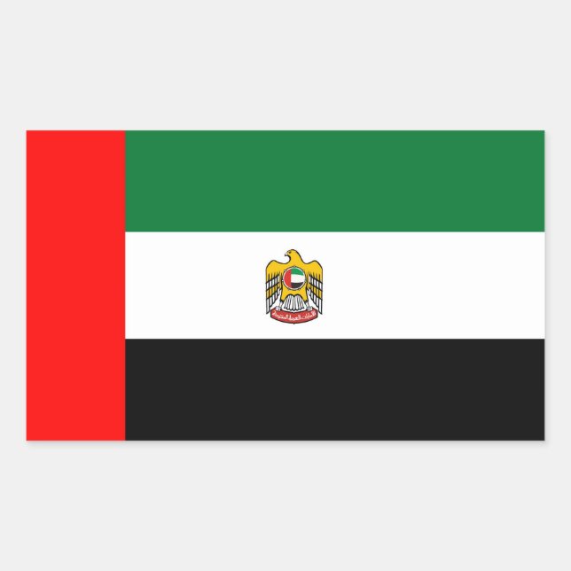 Pegatina Rectangular Bandera y emblema de los Emiratos Árabes Unidos (Anverso)