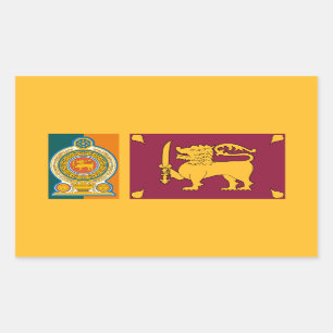 Pegatina Rectangular Bandera y emblema de Sri Lanka, bandera de Sri Lan