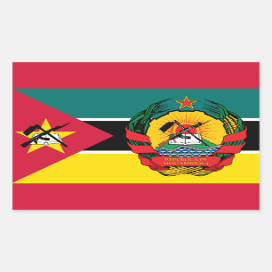 Pegatina Rectangular Bandera y emblema mozambiqueños, bandera de Mozamb
