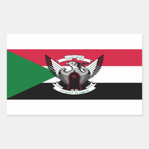 Pegatina Rectangular Bandera y emblema sudaneses, bandera de Sudán