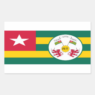 Pegatina Rectangular Bandera y emblema togoleses, bandera de Togo