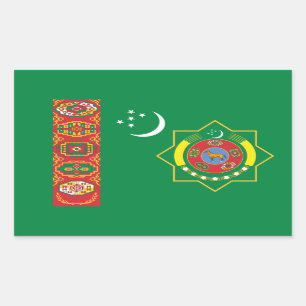 Pegatina Rectangular Bandera y emblema turcomanos, bandera de Turkmenis