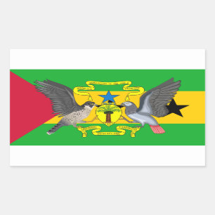 Pegatina Rectangular Bandera y escudo de armas de Santo Tomé