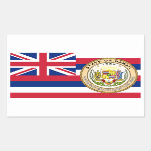 Pegatina Rectangular Bandera y foco hawaiano, bandera de Hawái