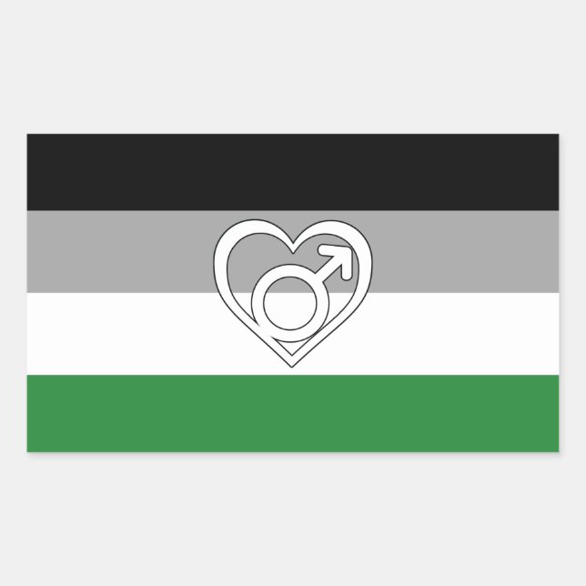 Pegatina Rectangular Bandera y símbolo del Orgullo de Androphilia (Anverso)