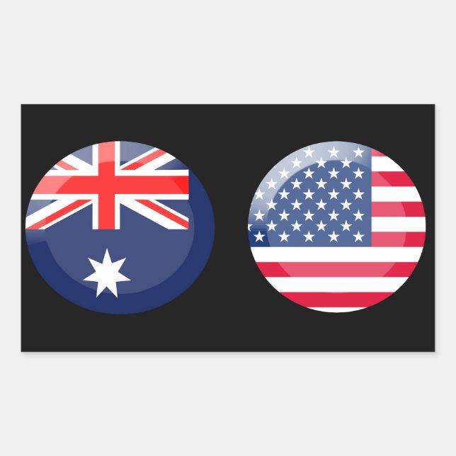 Pegatina Rectangular Banderas de Australia y Estados Unidos (Anverso)