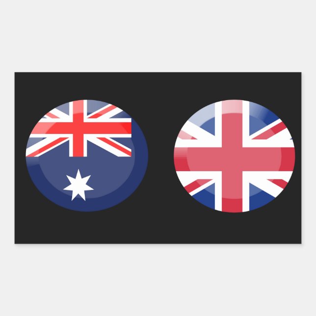 Pegatina Rectangular Banderas de Australia y Reino Unido (Anverso)